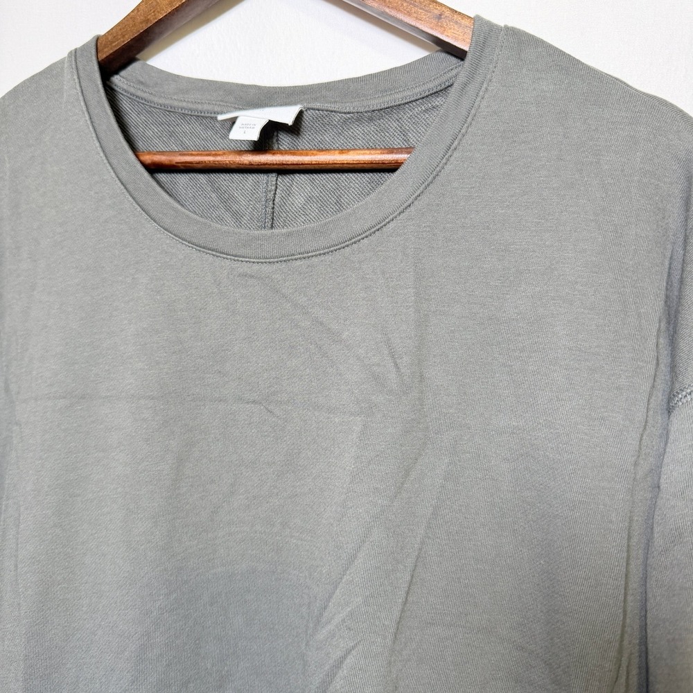 J. Jill Pure Jill Olive Gray Cotton Modal Knit Tunic Dress Button Side Detail L - Picture 1 of 10